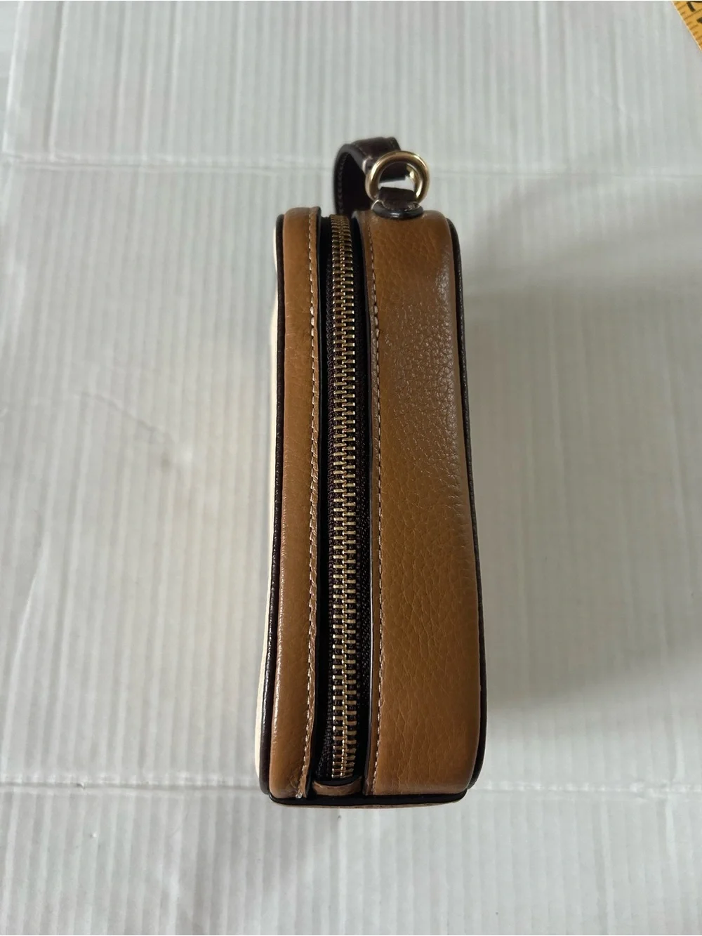 Coach Eva Phone Case in Cream Pebbled Leather with Brown Trim - Picture 2 of 9